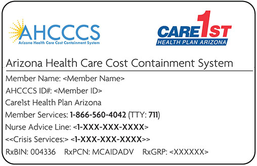 Care First sample member ID card