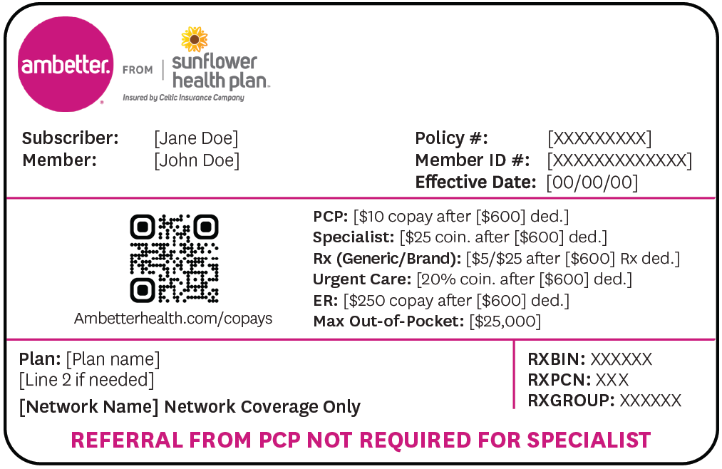 Ambetter from Sunflower Health Plan member ID