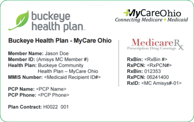 Buckeye Health Plan MyCare Ohio (MMP) member ID