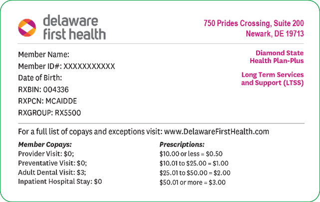 Delaware First Health plus member card